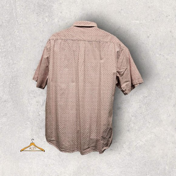 Haggar Casual Shirt - XXL, Trim Fit, Short Sleeve, Red/White Geometric Print - Picture 6 of 6